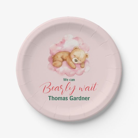 Wir können frühzeitig auf eine Niedliche Bear Baby Pappteller (Vorderseite)