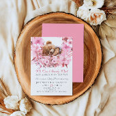 Wir können frühzeitig auf eine Pink Floral Baby Du Einladung