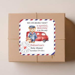 Wir können frühzeitig auf eine spezielle Babydusch Quadratischer Aufkleber