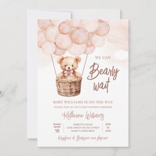 Wir können frühzeitig auf eine Teddy Bear Baby Dus Einladung (Vorderseite)