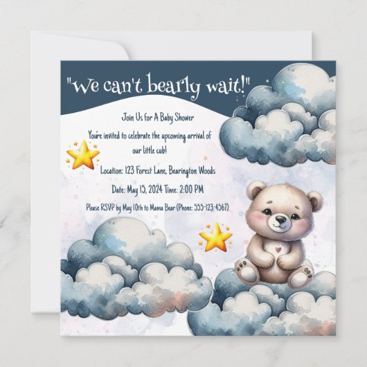 Wir können frühzeitig auf eine Teddy Bear Baby Dus Einladung (Vorderseite)