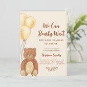 Wir können frühzeitig auf eine Teddy Bear Baby Dus Einladung (Stehend Vorderseite)