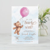 Wir können frühzeitig auf eine Teddy Bear Baby Dus Einladung (Stehend Vorderseite)