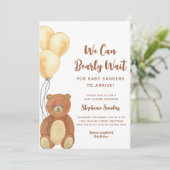 Wir können frühzeitig auf eine Teddy Bear Baby Dus Einladung (Stehend Vorderseite)
