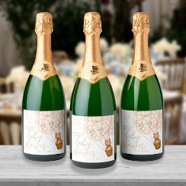 Wir können frühzeitig auf eine Teddy Bear Baby Dus Schaumweinetikett