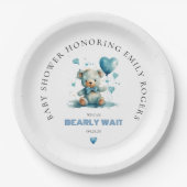 Wir können frühzeitig auf einen blauen Teddybär wa Pappteller (Vorderseite)