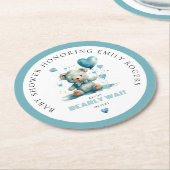 Wir können frühzeitig auf einen blauen Teddybär wa Runder Pappuntersetzer (Angewinkelt)