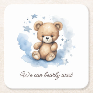 Wir können frühzeitig auf Pastel Blue Baby Dusche Rechteckiger Pappuntersetzer