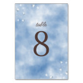 Wir können frühzeitig auf Pastel Blue Baby Dusche  Tischnummer (Rückseite)