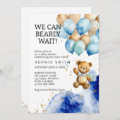 Wir können frühzeitig auf Royal Blue and Gold Baby Einladung (Vorne/Hinten)