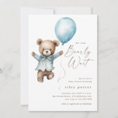 Wir können frühzeitig auf Teddy Bear Boys Babydusc Einladung (Vorderseite)