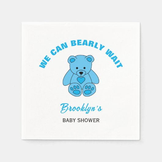 Wir können frühzeitig Baby Dusche Blue Teddy Bären Serviette (Vorderseite)