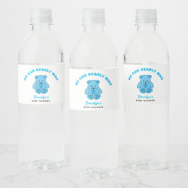 Wir können frühzeitig Baby Dusche Blue Teddy Bären Wasserflaschenetikett