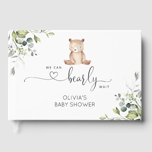 Wir können frühzeitig Babydusche warten Gästebuch (Vorderseite)