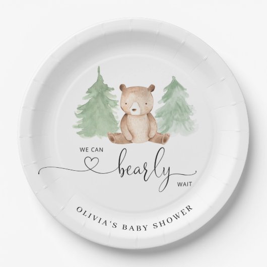 Wir können frühzeitig Babydusche warten Pappteller (Vorderseite)