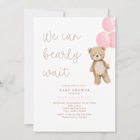 Wir können frühzeitig Bärenballons Babydusche abwa Einladung (Vorderseite)