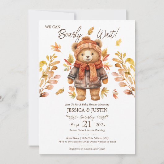 Wir können frühzeitig Blätter Babydusche warten Einladung (Vorderseite)