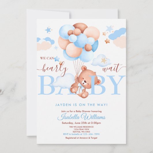 Wir können frühzeitig blau warten einladung (Vorderseite)