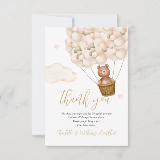 Wir können frühzeitig das Baby-Duschgedicht von Te Dankeskarte (Vorderseite)