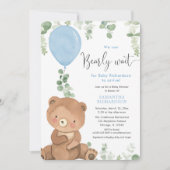 Wir können frühzeitig den Baby Duschballon warten Einladung (Vorderseite)
