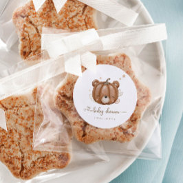 Wir können frühzeitig den kleinen Kürbisbär abwart Runder Aufkleber