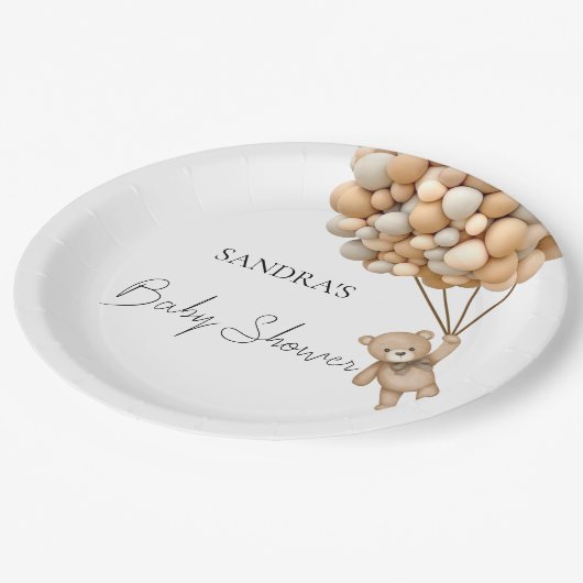 Wir können frühzeitig den Teddy Bären-Ballon abwar Pappteller (Schrägansicht)