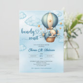 Wir können frühzeitig den Teddy-Bären-Heißluftball Einladung (Stehend Vorderseite)