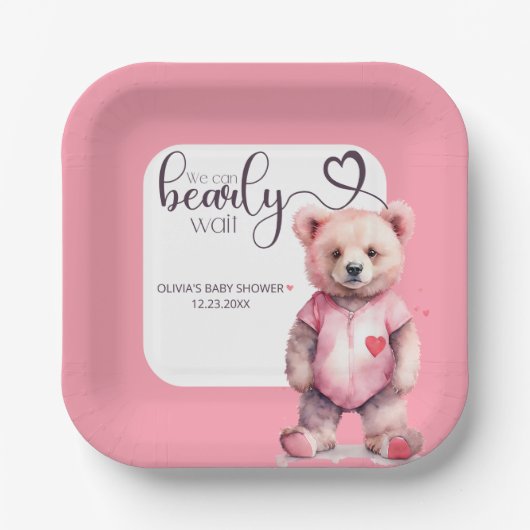 Wir können frühzeitig die Aquarellbärendusche wart Pappteller (Vorderseite)