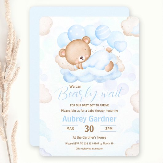 Wir können frühzeitig die Baby Blue Bear Baby Dusc Einladung