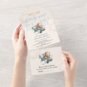 Wir können frühzeitig die Babydusche warten All In One Einladung (Abreißen)