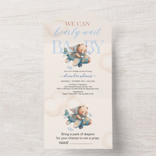 Wir können frühzeitig die Babydusche warten All In One Einladung (Innen Boden)