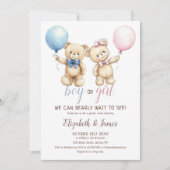 Wir können frühzeitig die Bear Balloon Gender-Offe Einladung (Vorderseite)