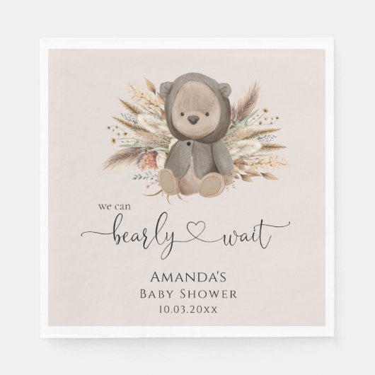 Wir können frühzeitig die Boho Bear Baby Dusche ab Serviette (Vorderseite)