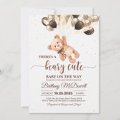 Wir können frühzeitig die braune Teddy Bear Baby D Einladung (Vorderseite)