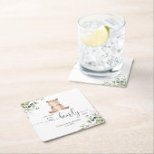 Wir können frühzeitig die Eukalyptus-Babydusche wa Rechteckiger Pappuntersetzer (Vor Ort)