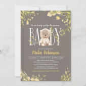 Wir können frühzeitig die gelbe Teddy Bear Babydus Einladung (Vorderseite)