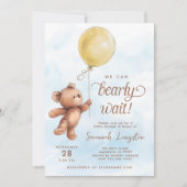 Wir können frühzeitig die gelbe Teddy Bear Babydus Einladung (Vorderseite)