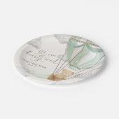 Wir können frühzeitig die grüne Babydusche abwarte Pappteller (Schrägansicht)