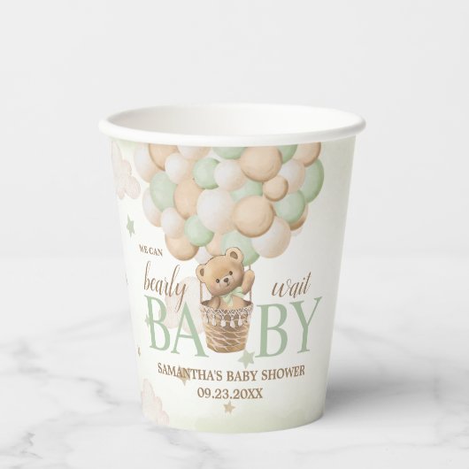 Wir können frühzeitig die grüne Bärendusche abwart Pappbecher (Vorderseite)