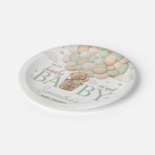 Wir können frühzeitig die grüne Bärendusche abwart Pappteller (Schrägansicht)