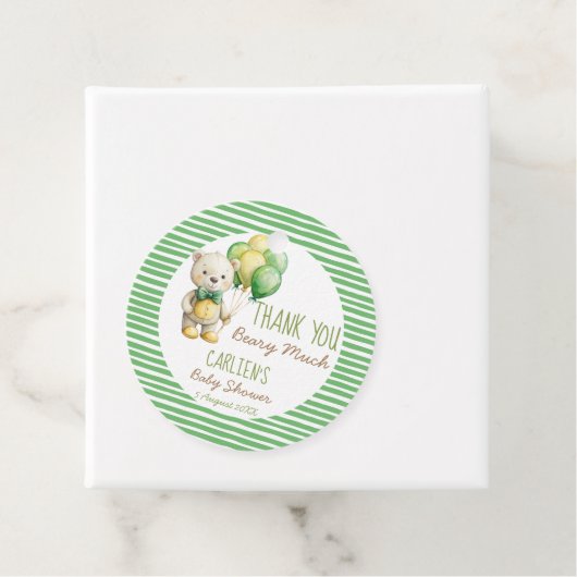 Wir können frühzeitig die grüne Teddybär-Babydusch Geschenkanhänger (Beispiel)