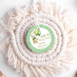 Wir können frühzeitig die grüne Teddybär-Babydusch Geschenkanhänger