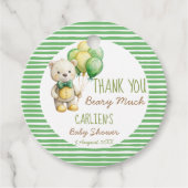 Wir können frühzeitig die grüne Teddybär-Babydusch Geschenkanhänger (Vorderseite)