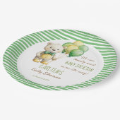 Wir können frühzeitig die grüne Teddybär-Babydusch Pappteller (Schrägansicht)