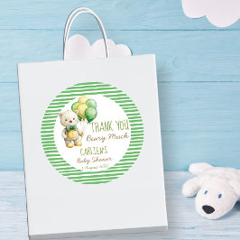 Wir können frühzeitig die grüne Teddybär-Babydusch Runder Aufkleber