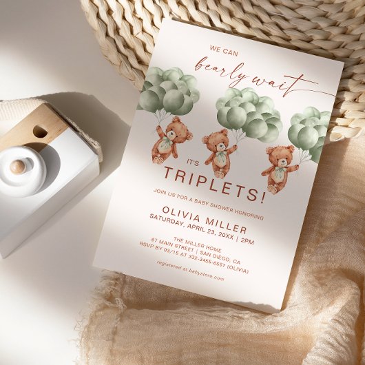 Wir können frühzeitig die grüne Triplets Babydusch Einladung