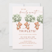 Wir können frühzeitig die grüne Triplets Babydusch Einladung (Vorderseite)