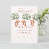 Wir können frühzeitig die grüne Triplets Babydusch Einladung (Stehend Vorderseite)