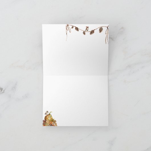 Wir können frühzeitig die Herbstwald-Babydusche ab Dankeskarte (Innenseite)