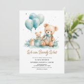 Wir können frühzeitig die Kinderdusche abwarten Einladung (Stehend Vorderseite)